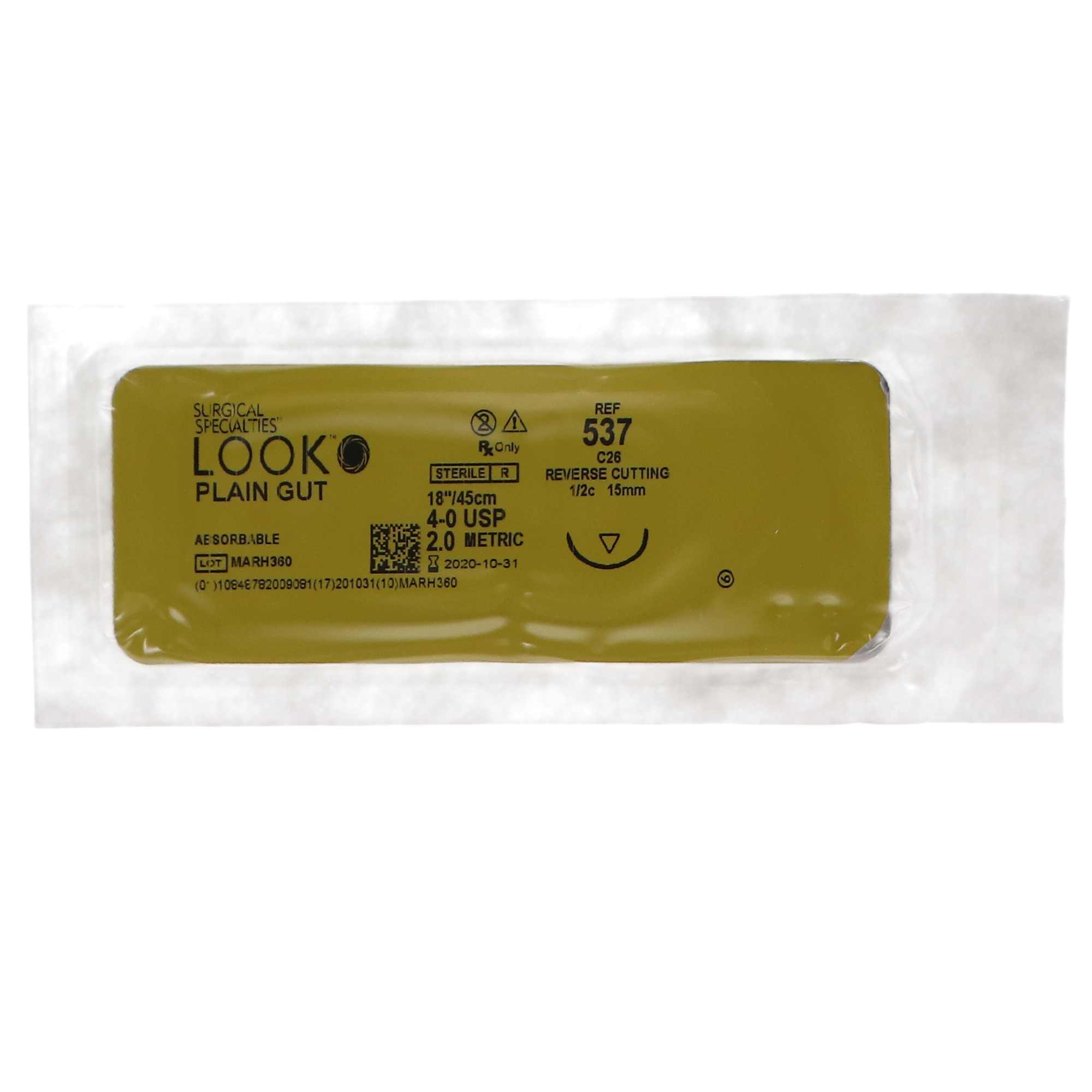 Plain Gut Suture with C26 Needle (RC), 15 mm 1/2 Circle, 18