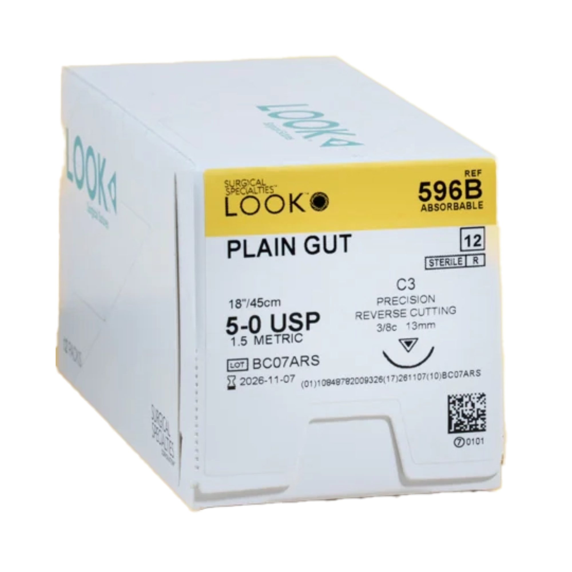 Plain Gut Suture with C3 Needle (PRC), 13 mm 3/8 Circle, 18