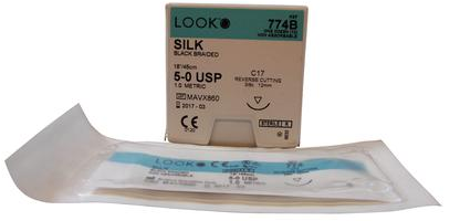 Silk Suture with C17 Needle (RC), Black Braided, 18