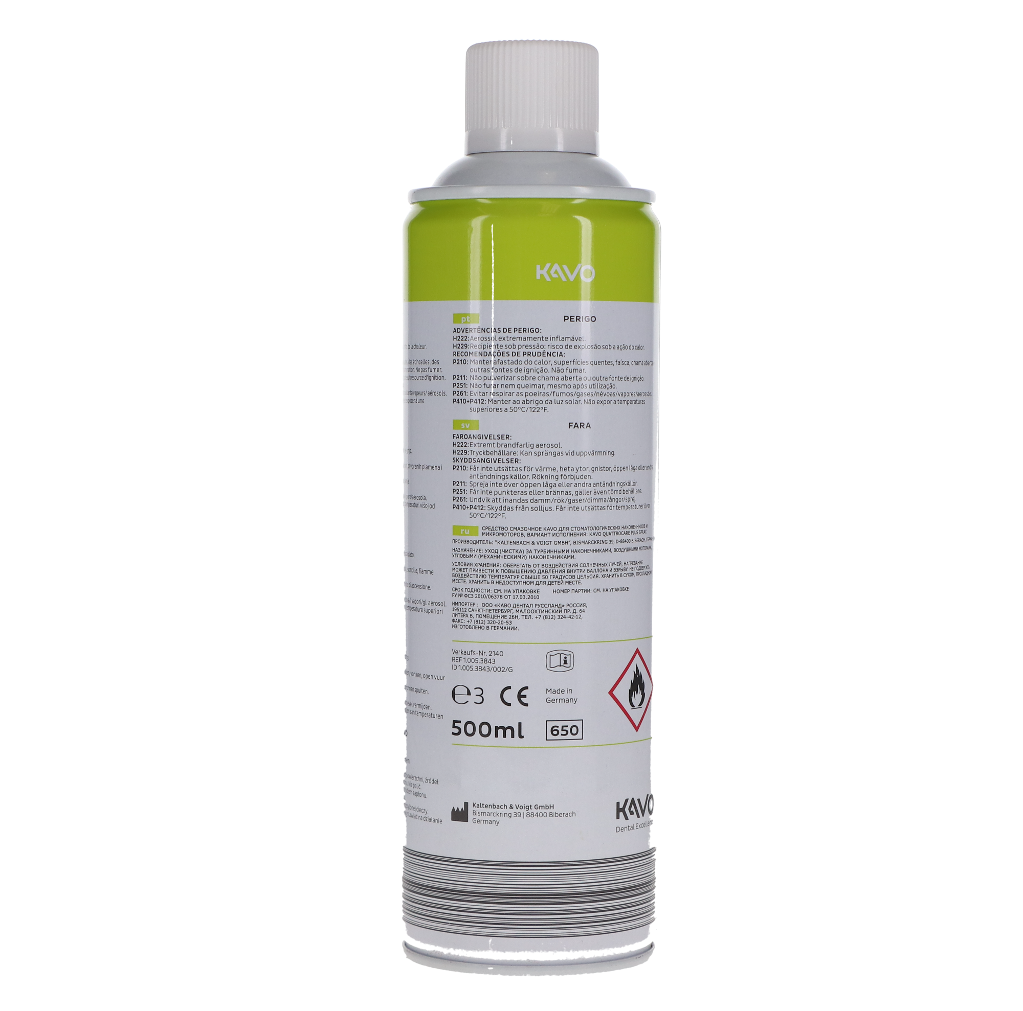 KaVo Quattrocare Plus Spray Can, 500 ml, Without Nozzle 1/Pk, 10054524