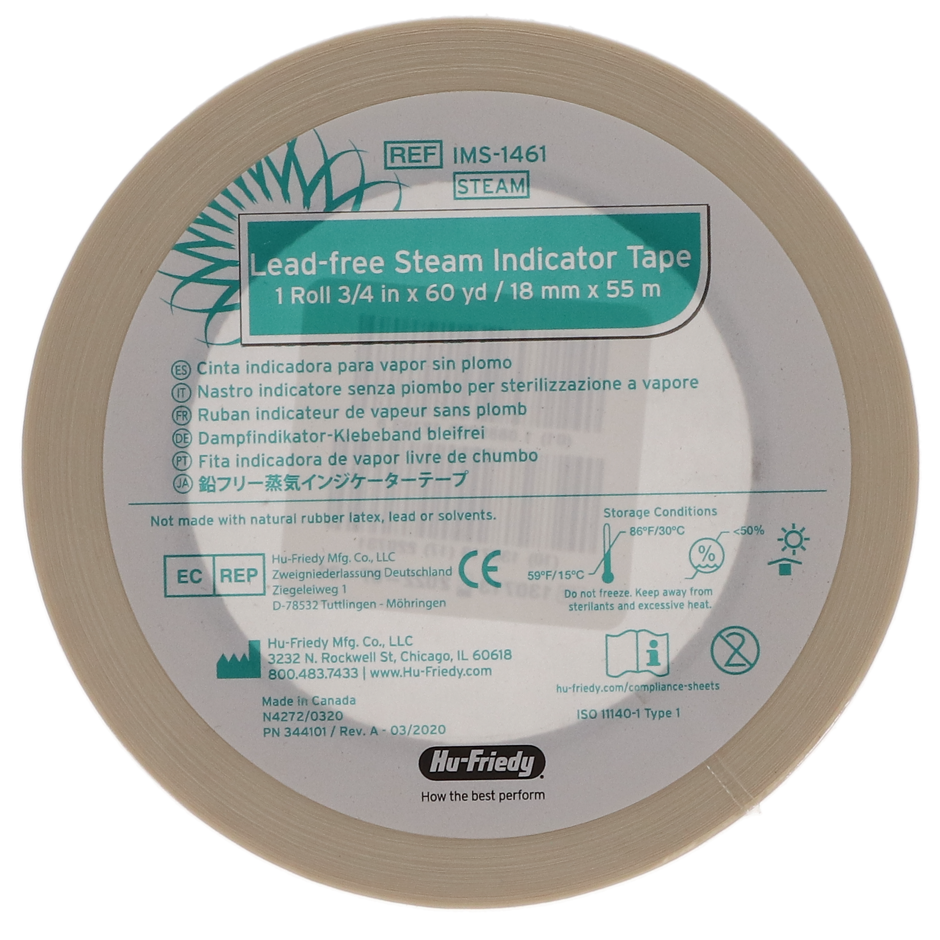 IMS Autoclave Monitor Tape, 60 yd, Blank, 1/Pk, IMS-1461