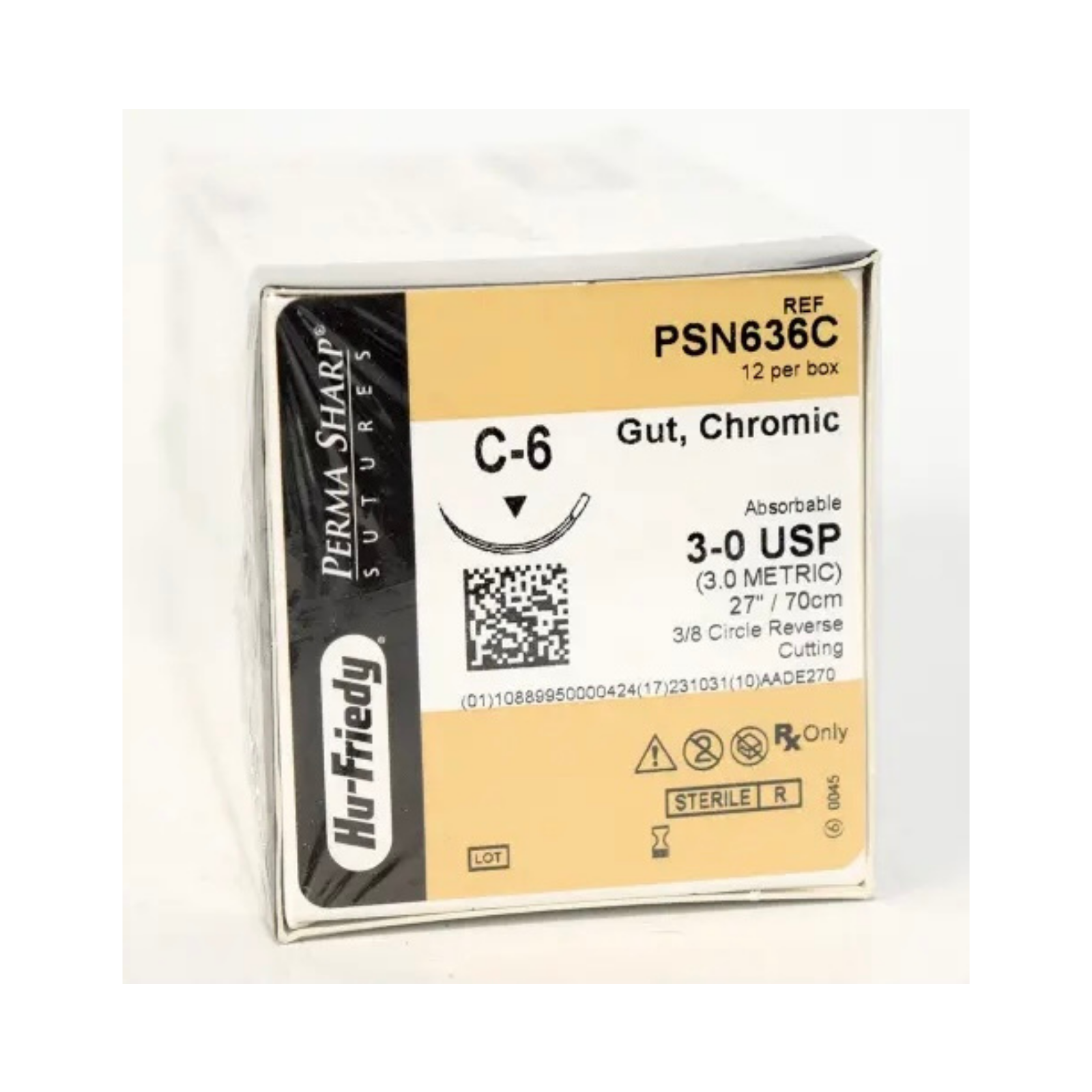 Perma Sharp Suture, Chromic Gut, Absorbable, C-6, 3-0, 27