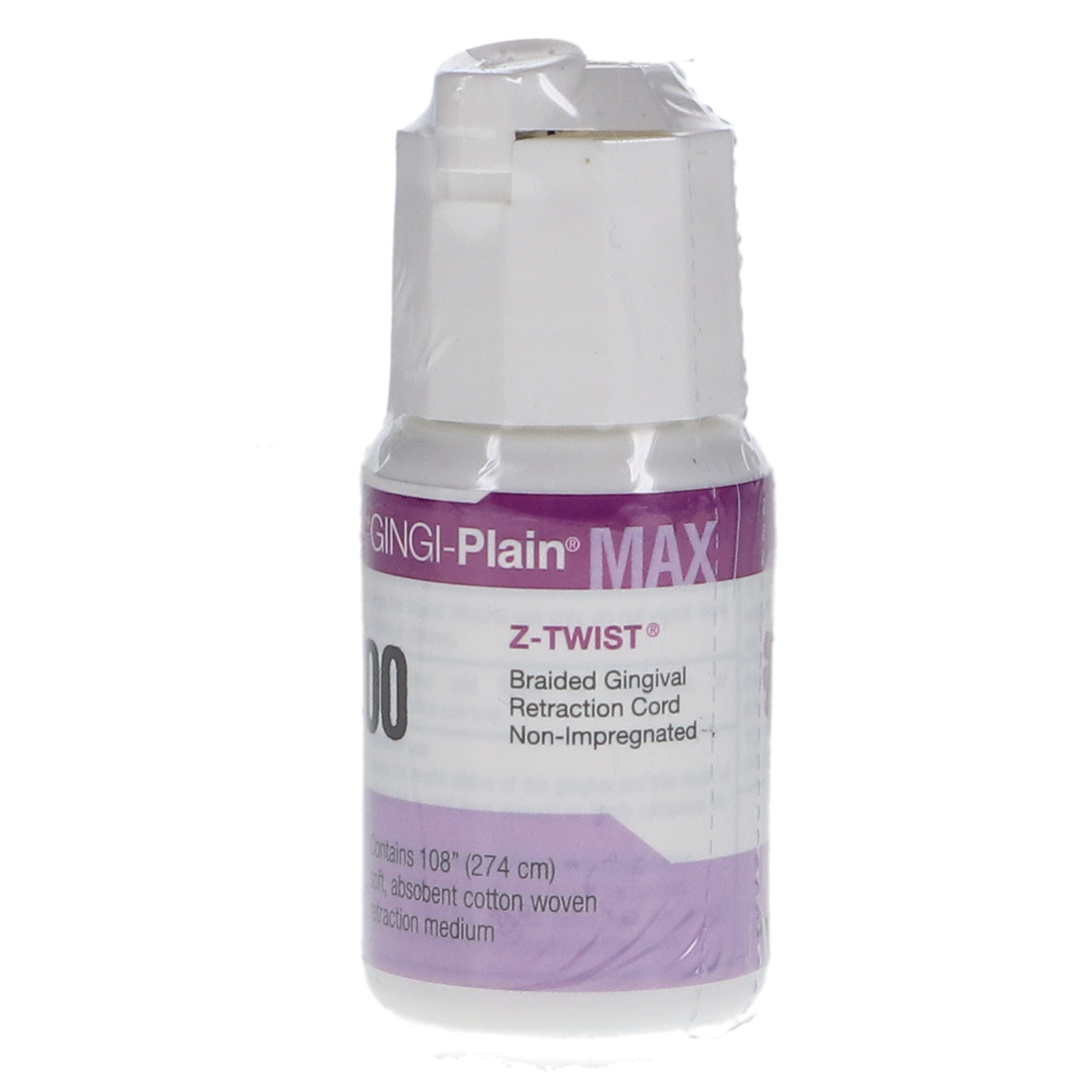 Gingi-Plain Max Z-Twist Weave Retraction Cords, Non-impregnated, # 00, Very Thin, 1/Pk