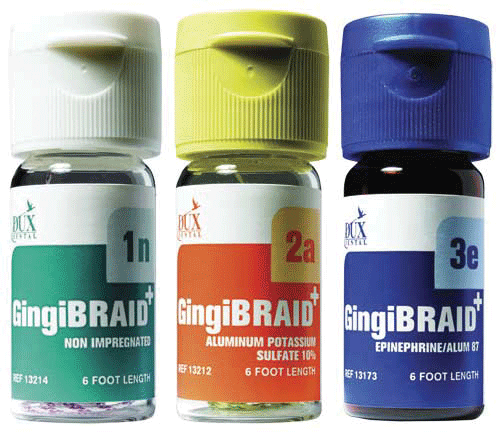 GingiBraid+ Retraction Cord, Non-impregnated, # 2, Medium, White with Green, 1/Pk, 13215