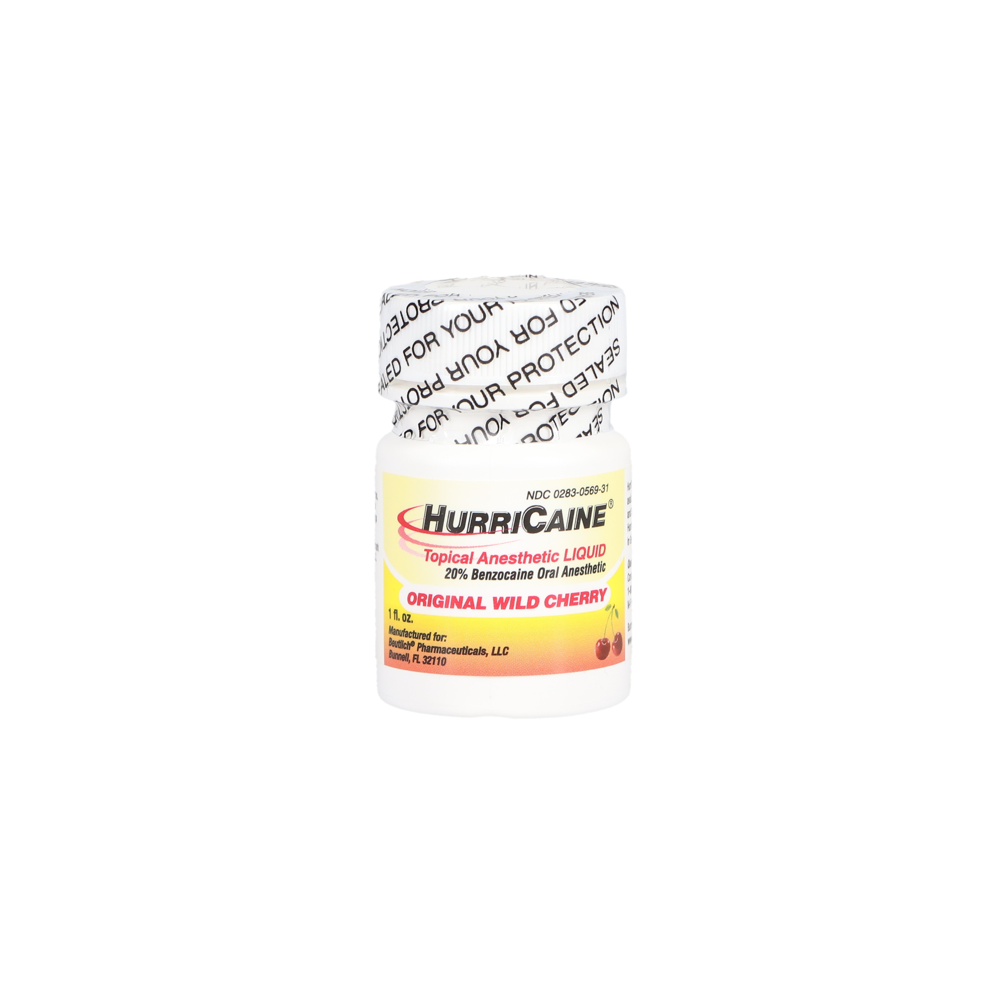 HurriCaine Topical Anesthetic Liquid, 1 oz/Jar, Original Wild Cherry, 1/Pk, 0283-0569-31