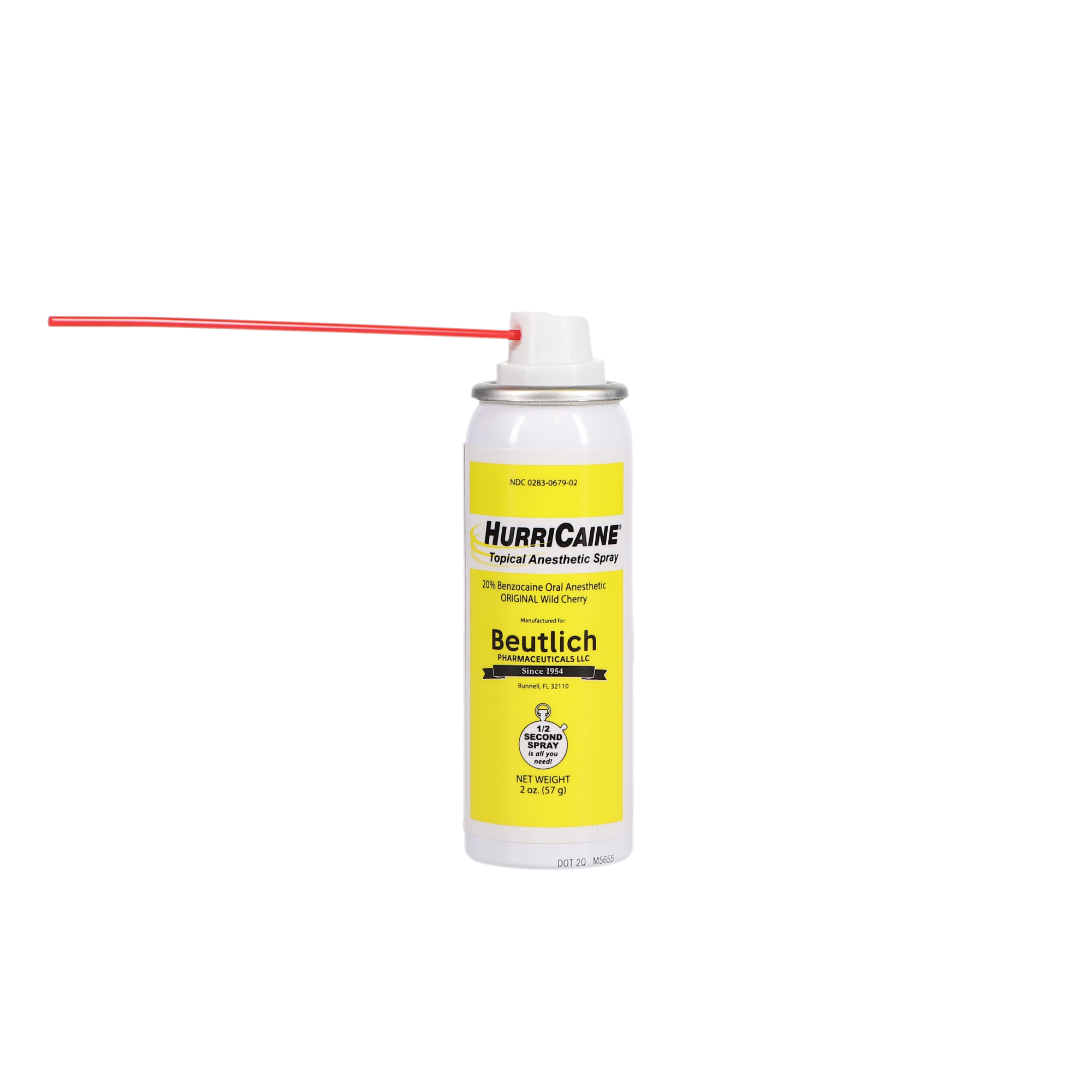 HurriCaine Topical Anesthetic Spray, 20% Benzocaine, 2 oz Can, Wild Cherry, 1/Pk, 0283-0679-02