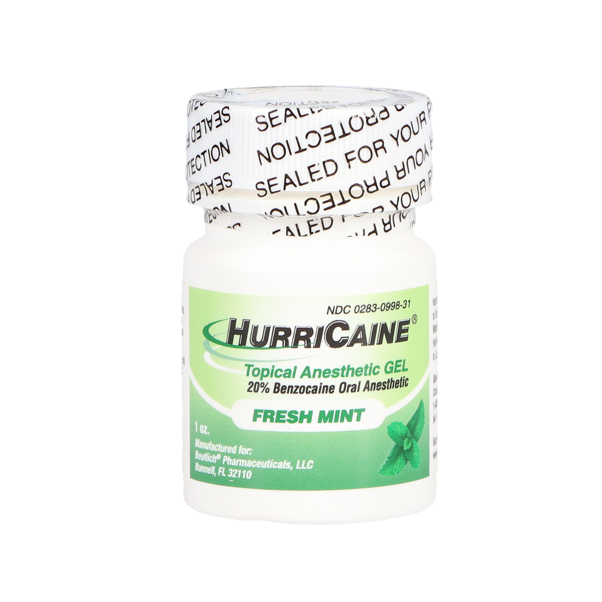 HurriCaine Topical Anesthetic Gel, 1 oz/Bt, Fresh Mint, 1/Pk, 0283-0998-31