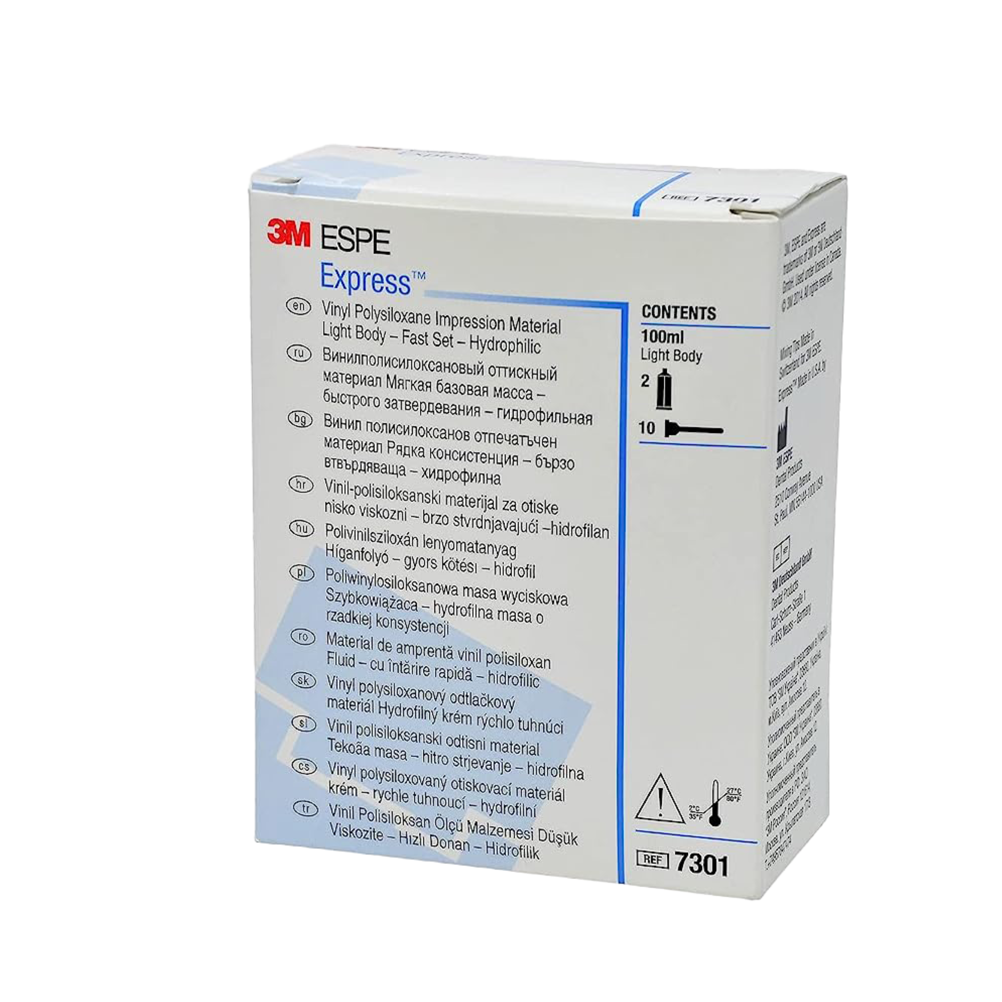 Express VPS Impression Material, Cartridge Refill Pack, Light Body, Fast Set, 50 ml, Blue, 2/Pk