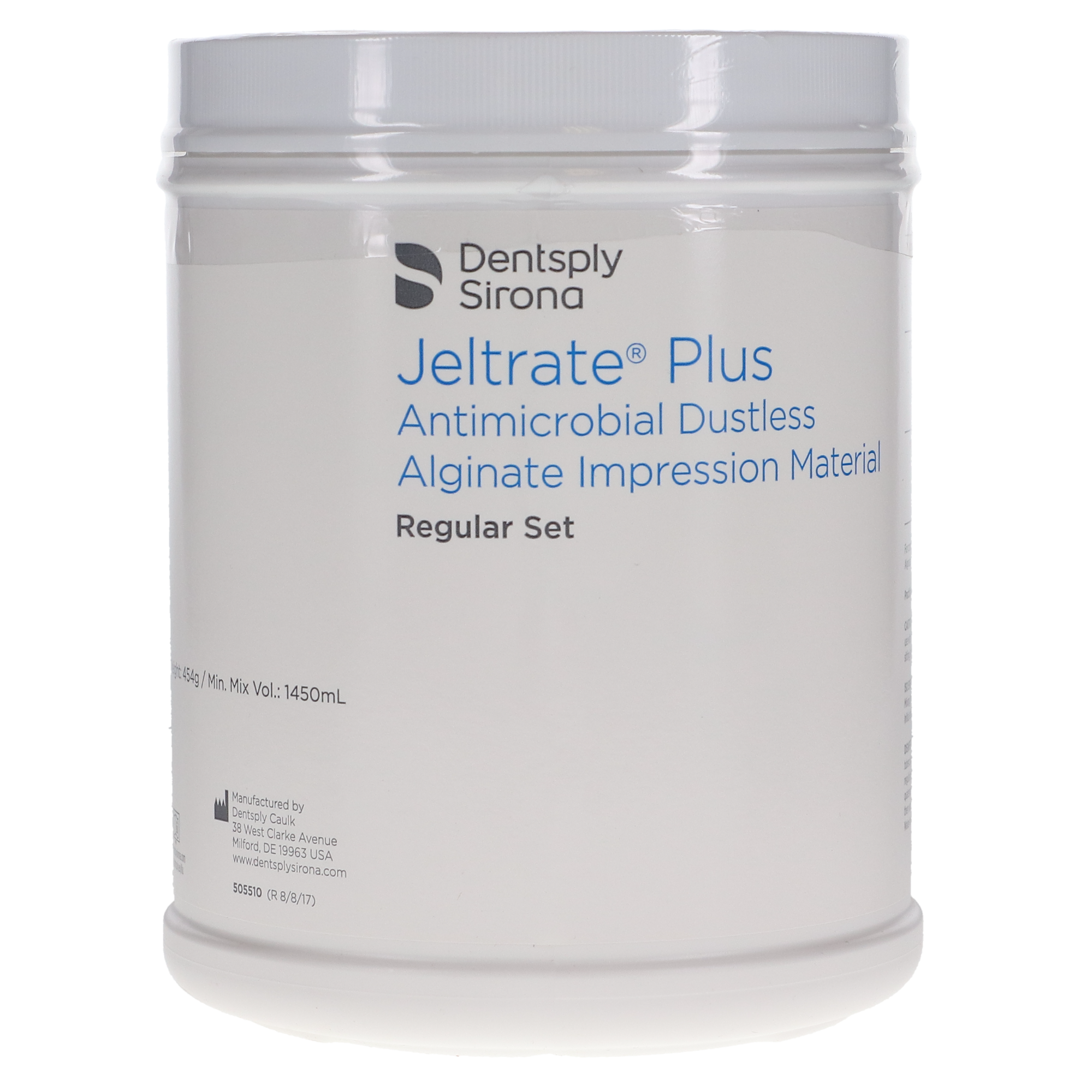 Jeltrate Plus Antimicrobial Alginate Impression Material, Dustless, Regular Set, Can, 1 lb, 1/Pk, 605502