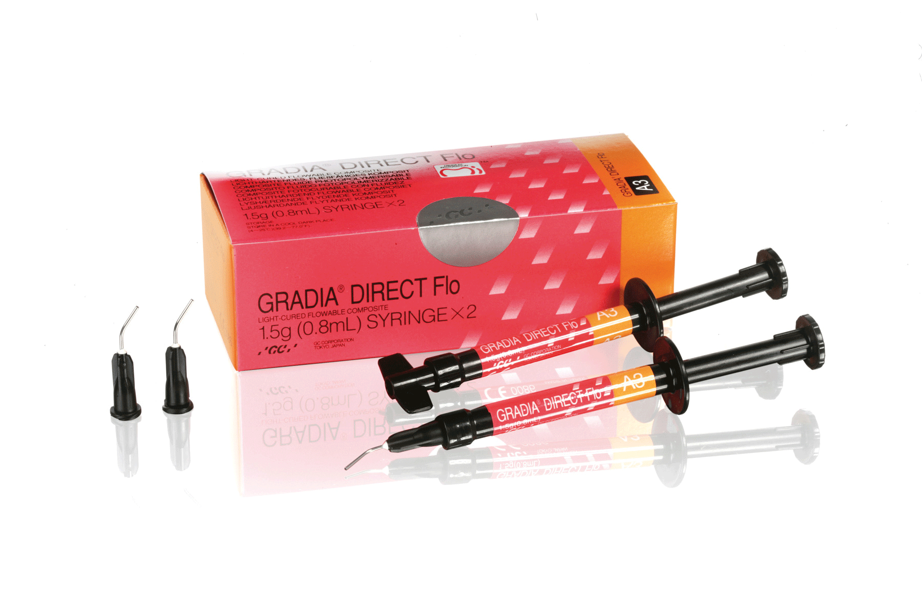 Gradia Direct Flo Microfilled Hybrid Resin Composite, Light-Cure, Syringe Refill, 1.5 g, BW, 2/Pk