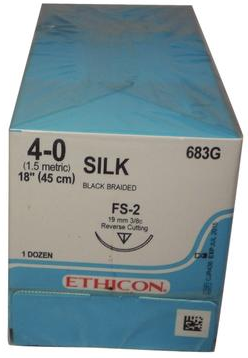 4-0 Braided Silk Sutures with FS-2 Needle, 18