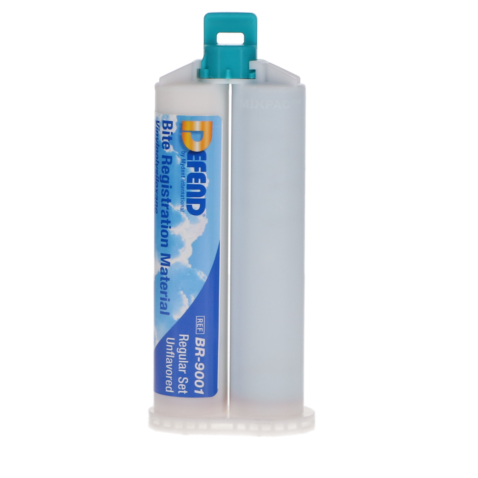 Defend Bite Registration Material, Regular Set, 50 ml, Unflavored, Light Blue, 2/Pk, BR9001