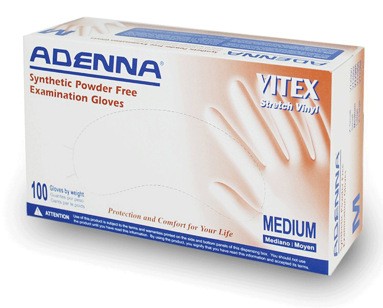 Adenna Vitex Vinyl Exam Gloves Large 100/Box, VTX996