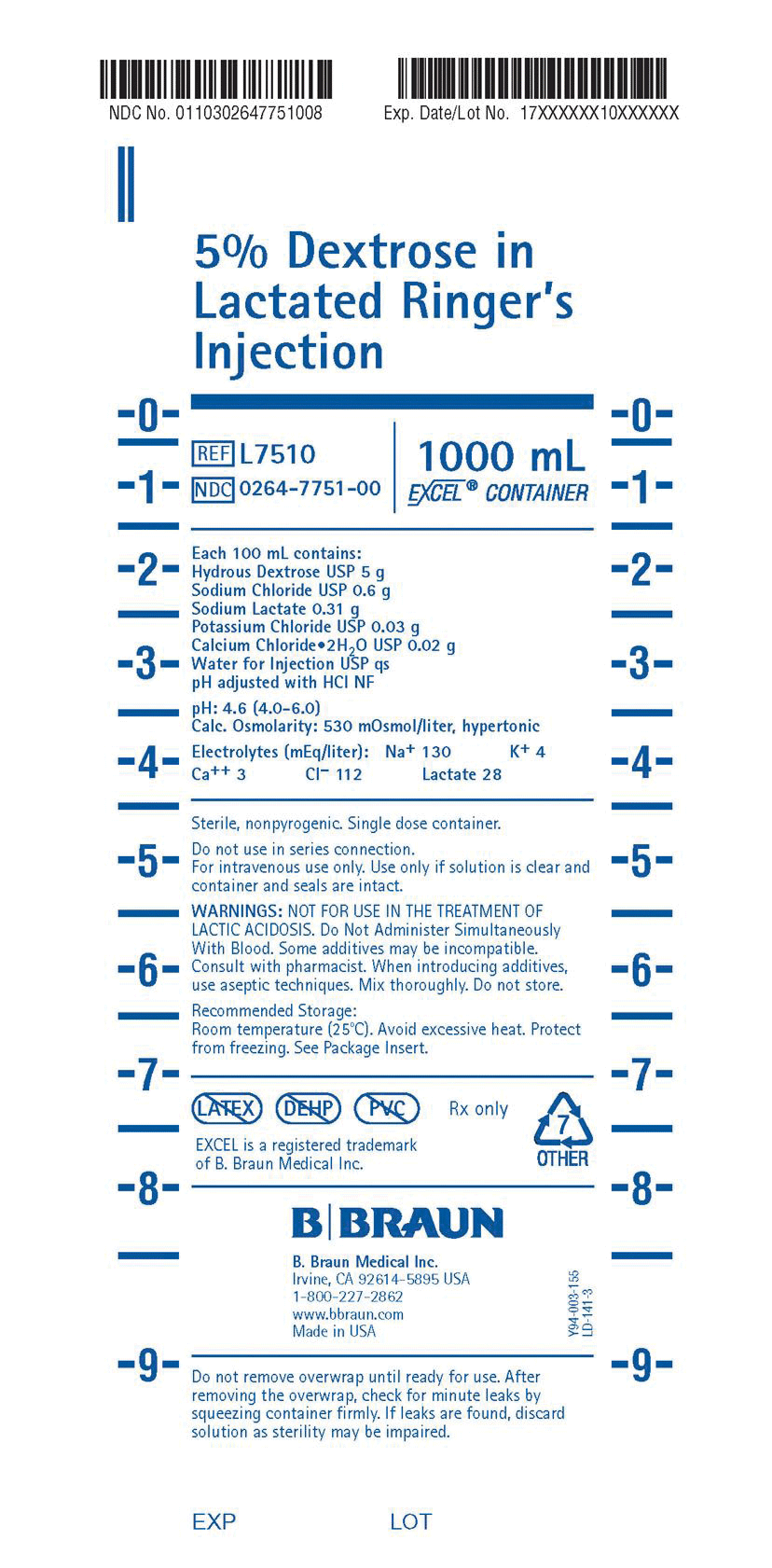 5% Dextrose in Lacted Ringer's Injection 1000ml