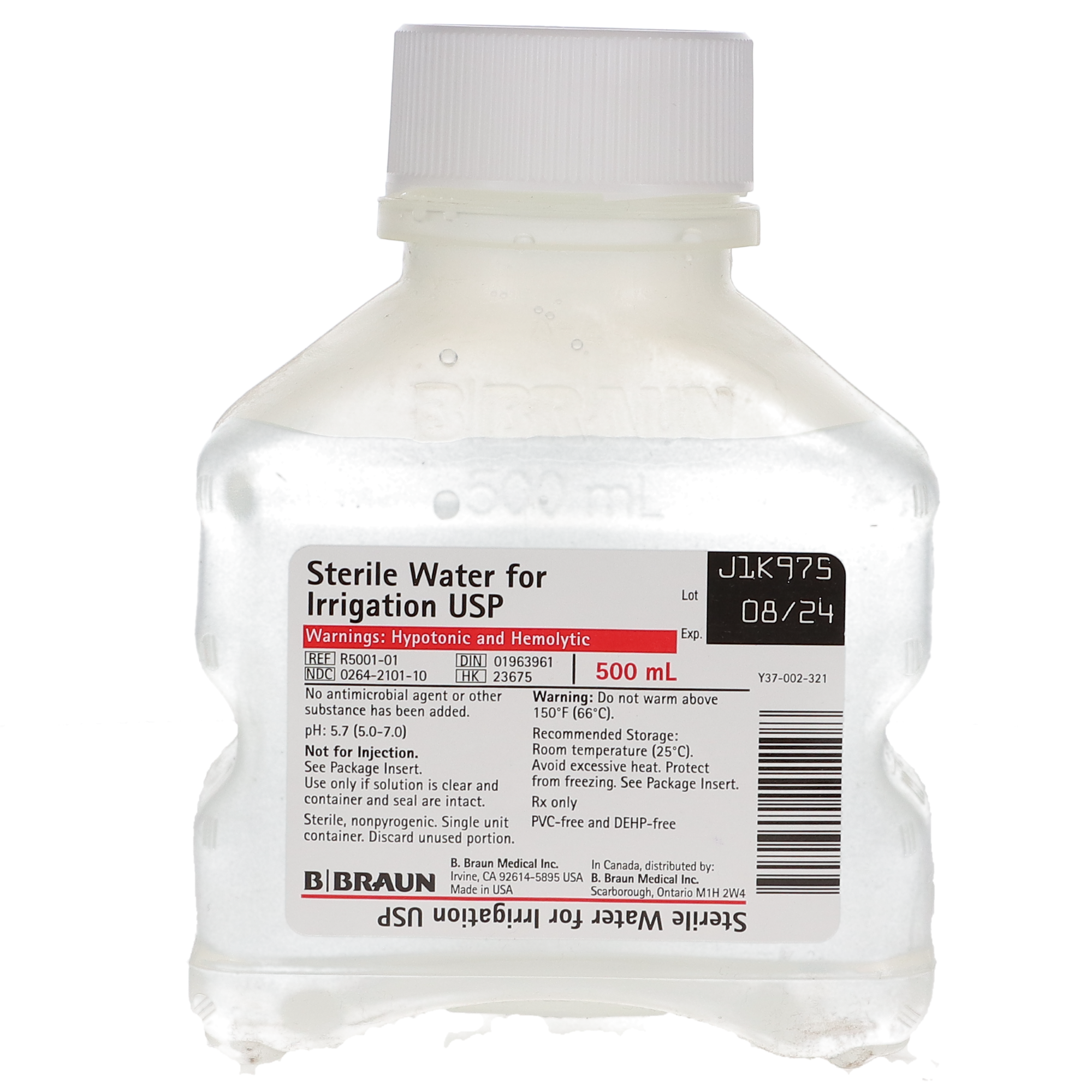 Sterile Water For Irrigation, USP, 500 ml, 1/Pk, R5001-01