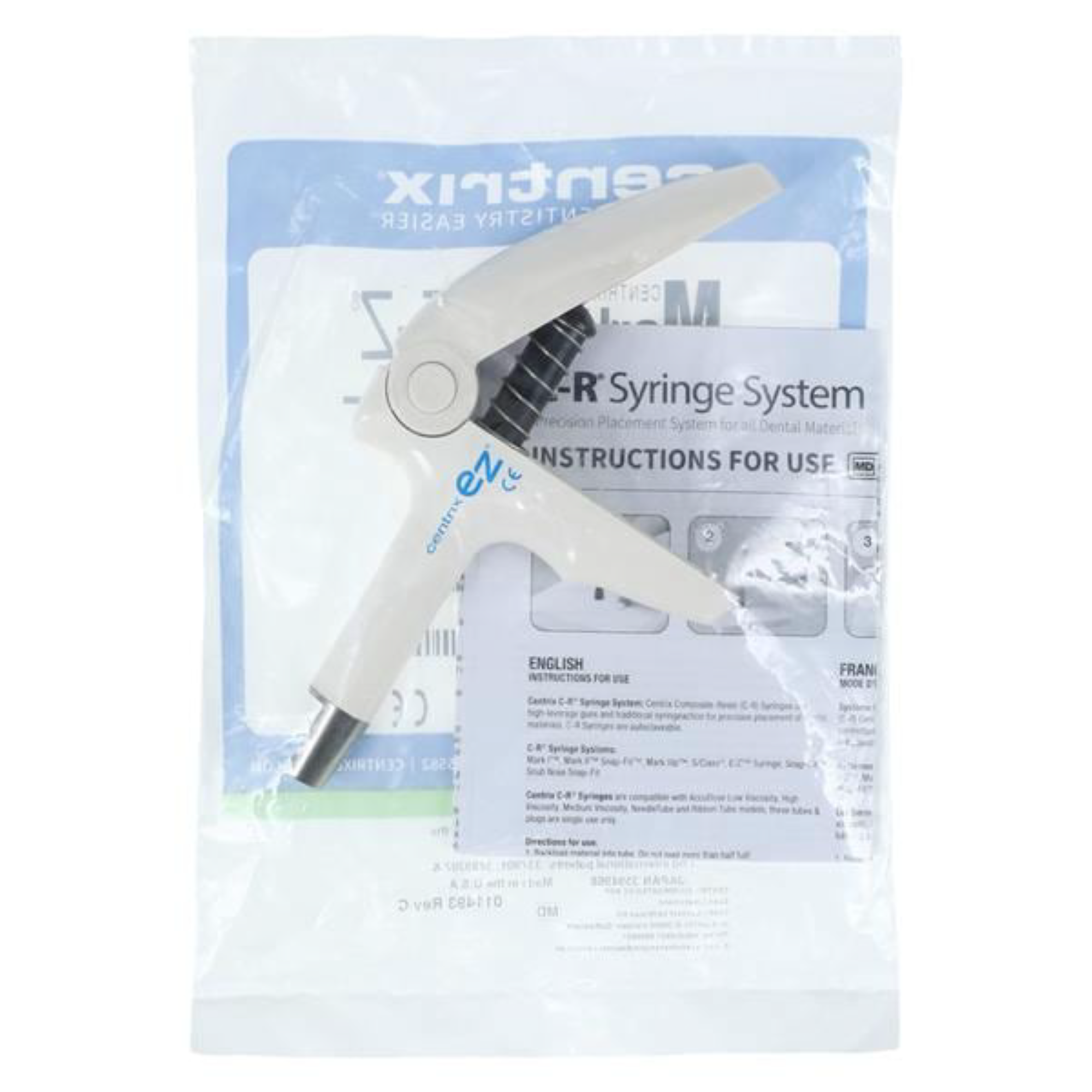 C-R Syringe Dental Material Delivery System, E/Z Syringe Dispenser, Drop n' Lock Loading, White, 1/Pk, 130700