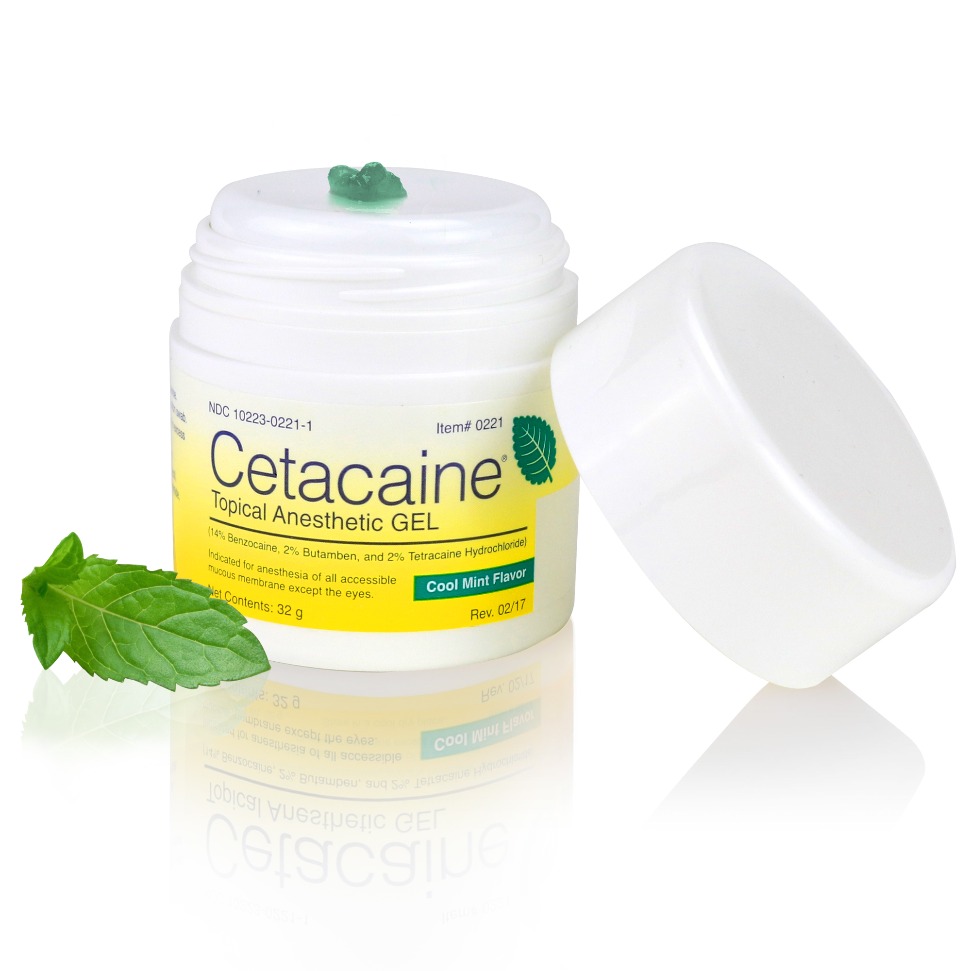 Cetacaine Topical Anesthetic Gel, 32 g Pump-Top Jar, Cool Mint, 1/Pk