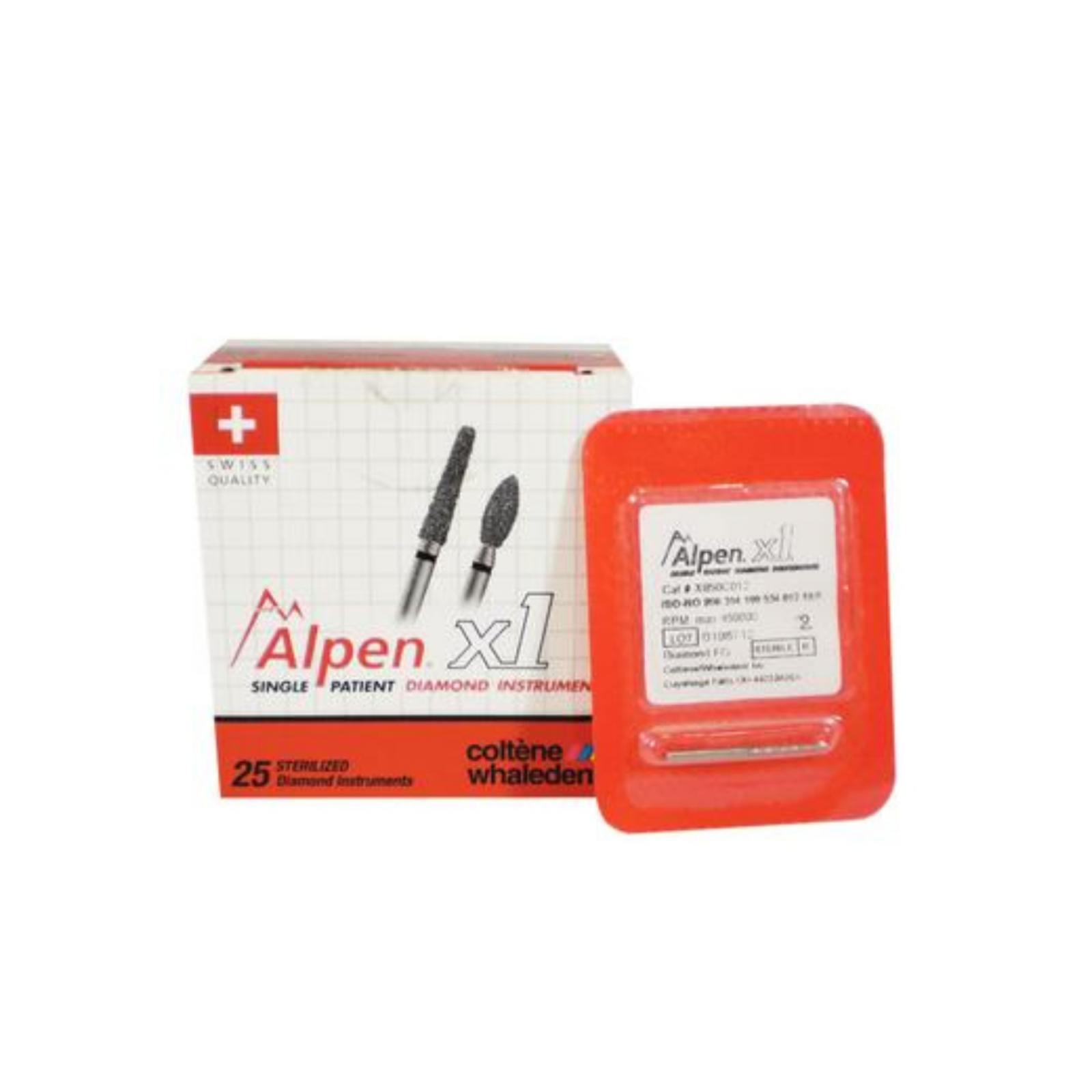 Alpen X1 Diamond Single-Use Bur, FG, Cylinder Modified Beveled End, # 878, 1.2 mm, Coarse, Green, 25/Pk, X878C012