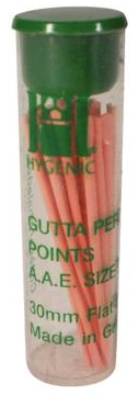 Hygenic Gutta Percha Points, Machine-Rolled, 28 mm, # 70, Green, 5 Vials of 20 Points/Pk, H01479