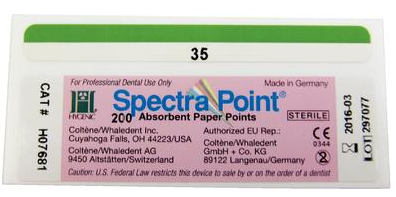 Hygenic SpectraPoint Absorbent Paper Points, Sterile, Bulk Pack, # 35, Green, 200/Pk, H07681