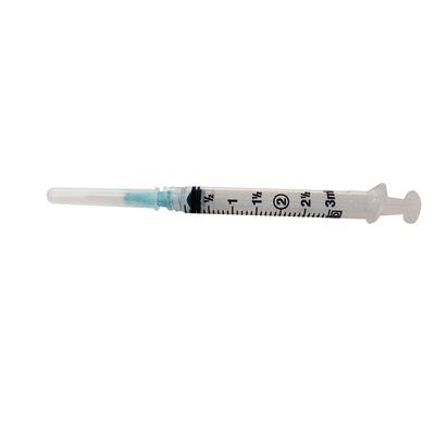 Hypodermic Syringes/Needle, with Luer-Lok Tip, Regular Bevel, 3 ml, 22 Ga x 1