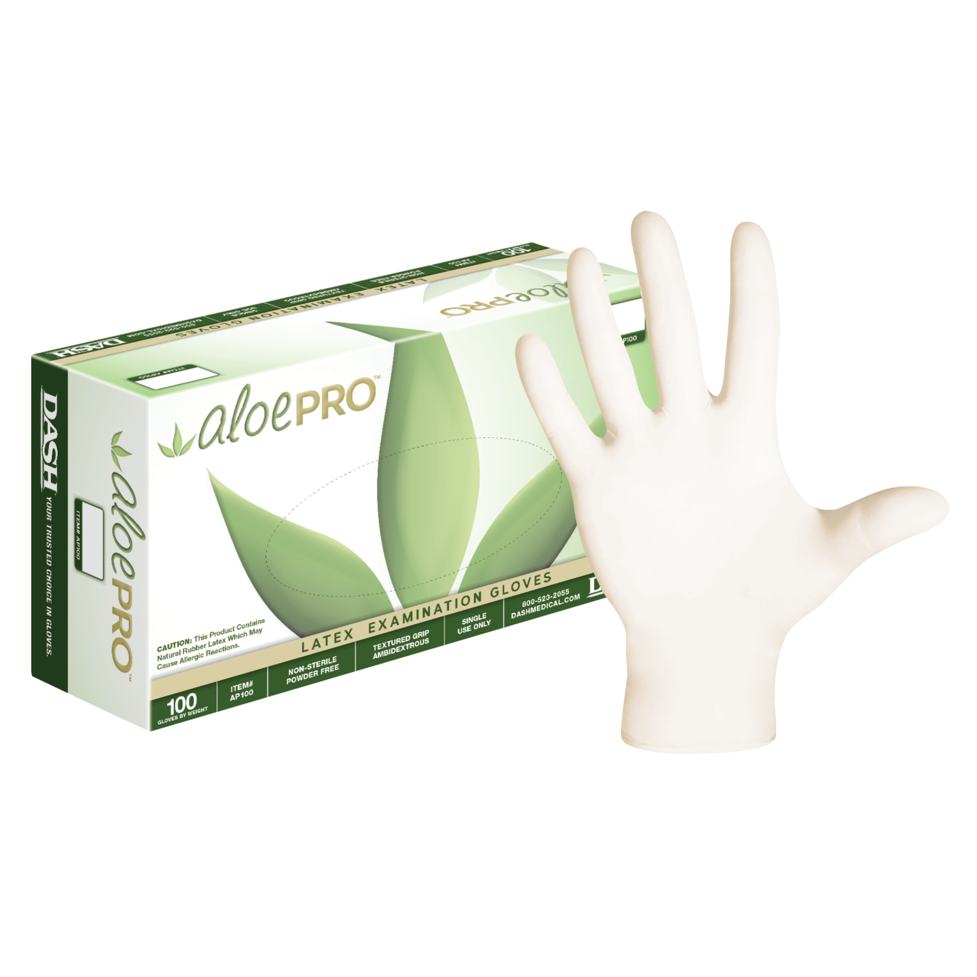 AloePro Synthetic Exam Gloves, Powder-Free, Latex, Medium, 100/Box, AP100M