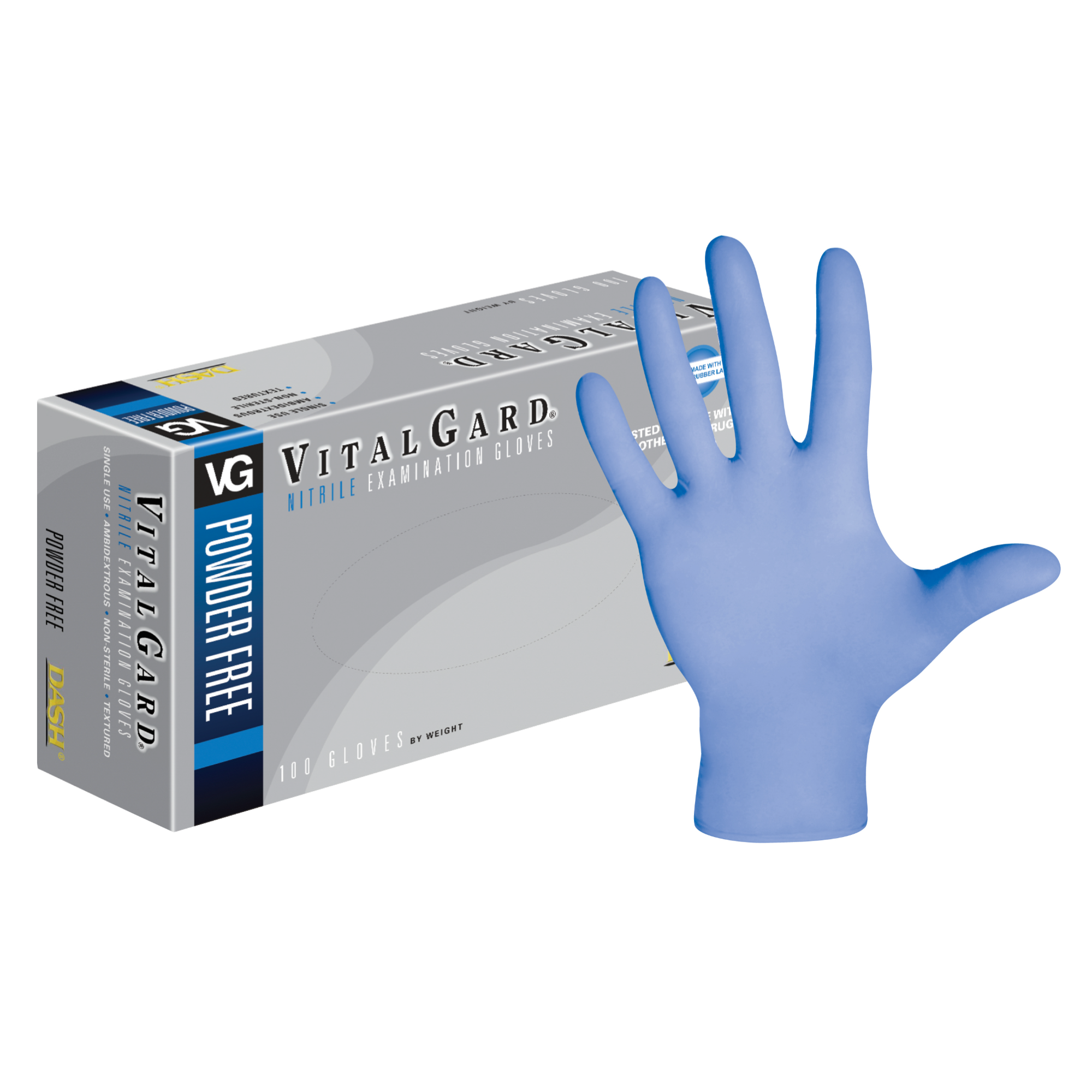 Vitalgard PF Nitrile Gloves, Small, 100/Bx