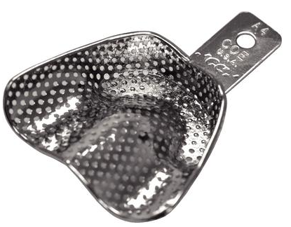 Coe Nickel-Plated Metal Perforated Depressed Anterior Denture Impression Trays, # A4, Upper, 1/Pk, 268041