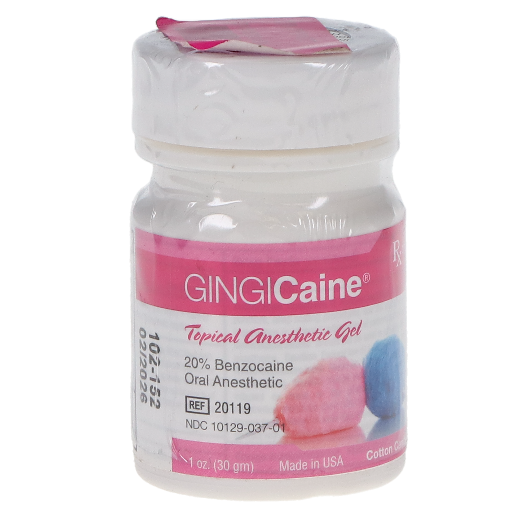 Gingicaine Topical Anesthetic Gel, 20% Benzocaine, 1 oz/Jar, Cotton Candy, 1/Pk