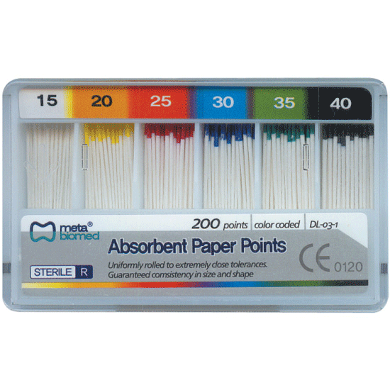 Absorbent Paper Points, Sterile, Bulk Pack, Extra Coarse, 200/Pk