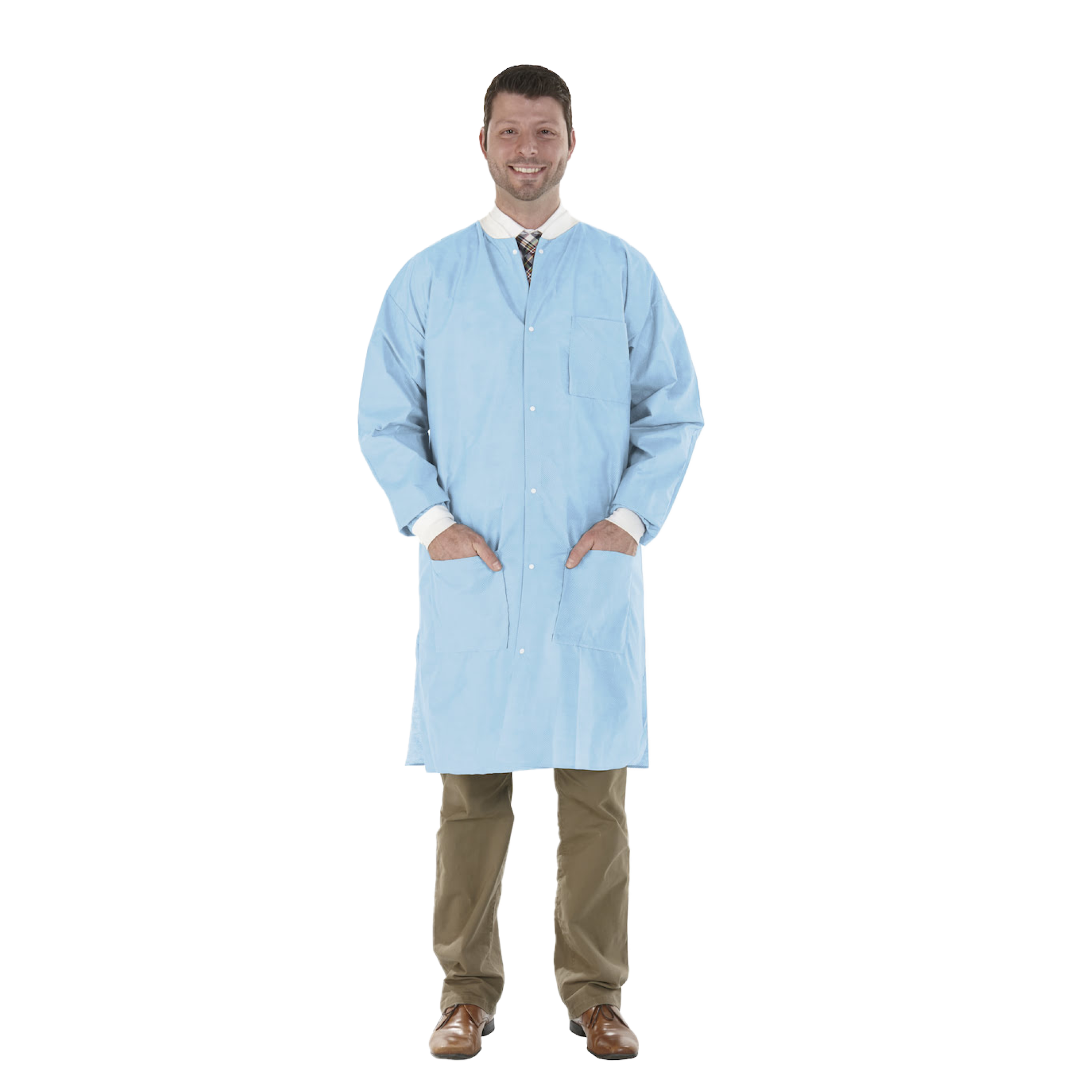 SafeWear Disposable High Performance Lab Coat, Large, Soft Blue, 12/Pk, 8112-C