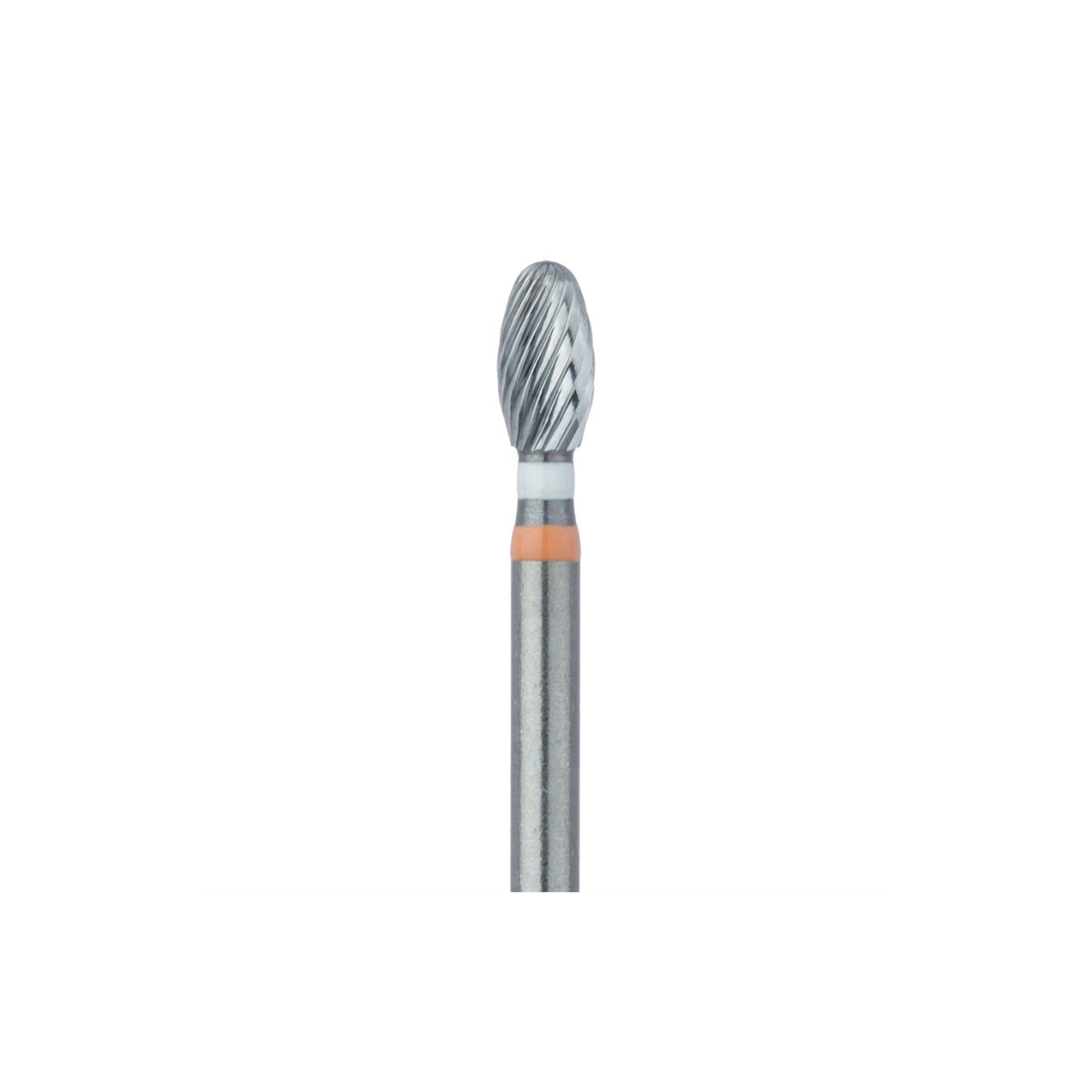 Tungsten Carbide Twist Trimming & Finishing Burs, FG, Egg, 7408, 2.3 mm, Ultra Fine, White/Orange, 5/Pk, D0379U-023-FG