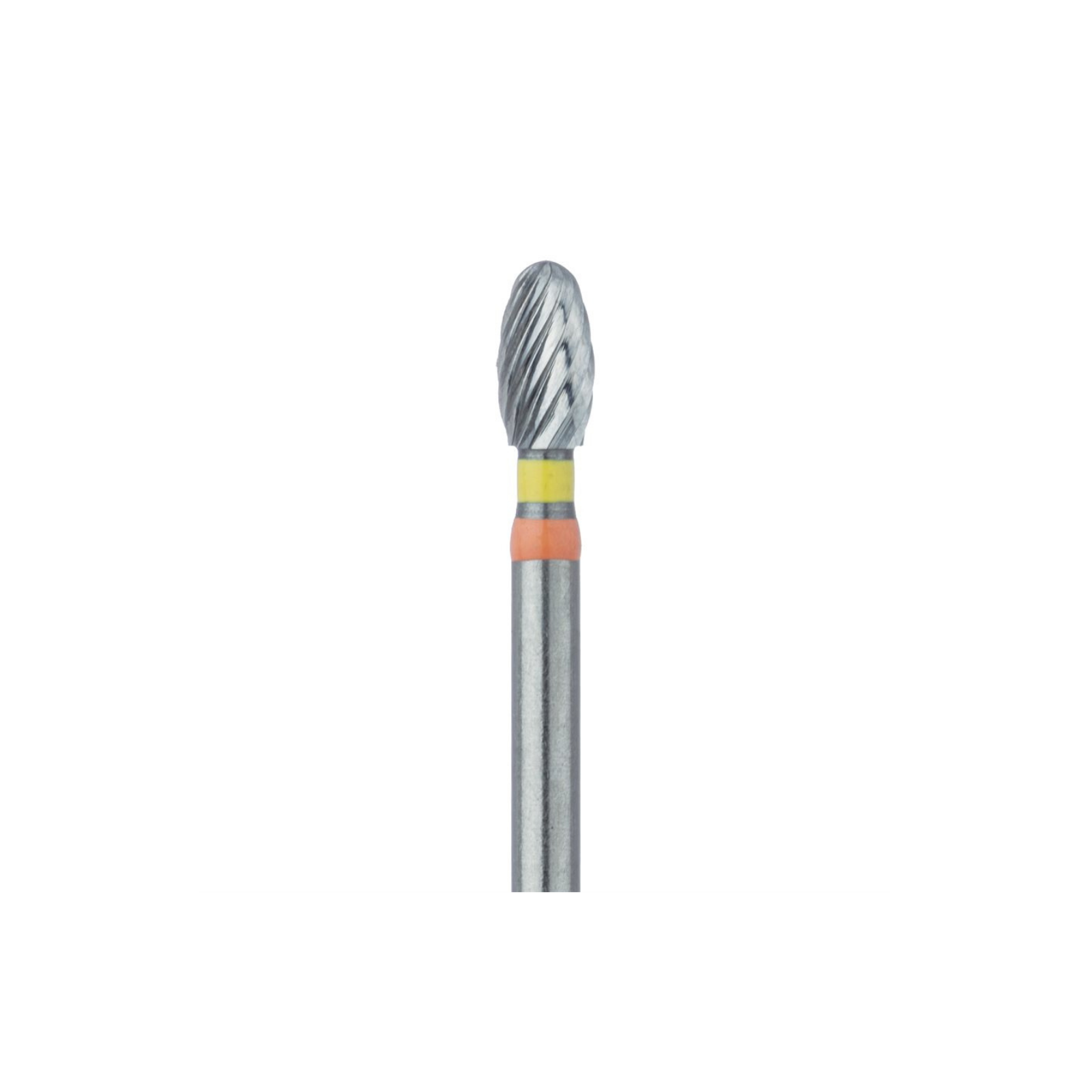 Tungsten Carbide Twist Trimming & Finishing Burs, FG, Egg, 7408, 2.3 mm, Extra Fine, Yellow/Orange, 5/Pk, D0379F-023-FG