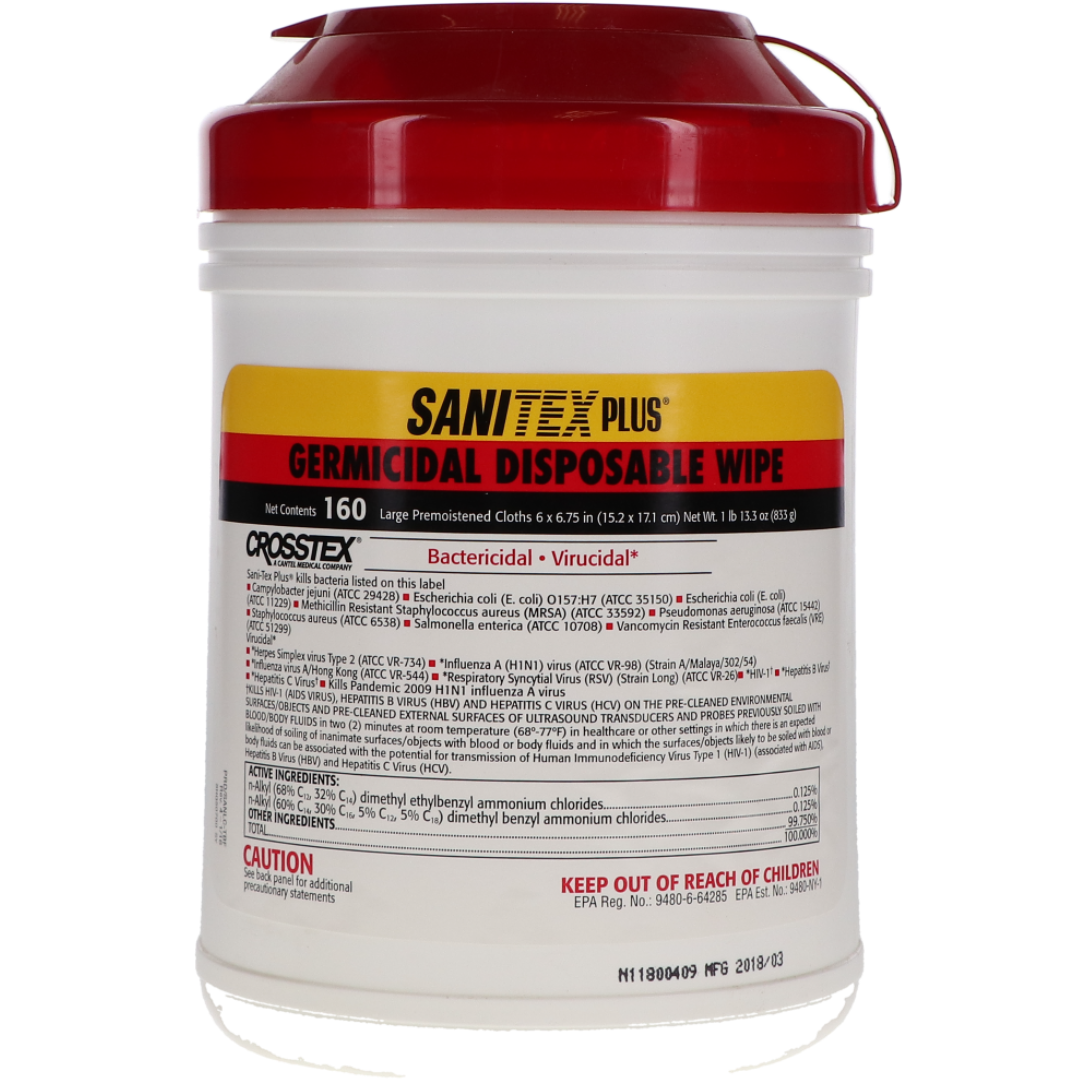 Sani-Cloth Plus Germicidal Disposable Wipes, 6