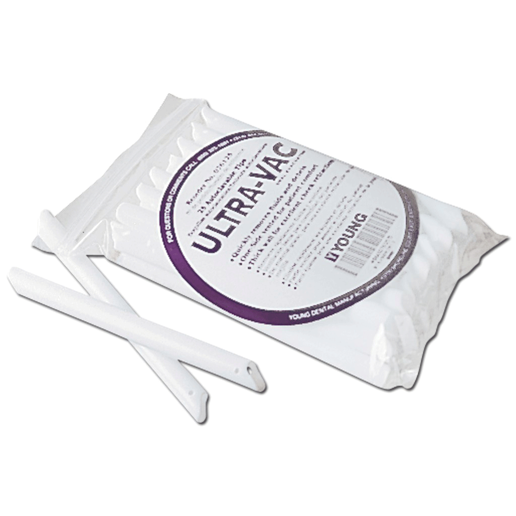 Ultra-Vac, High-Volume Evacuator Tips, White, Autoclavable, 25/Pk, 076125