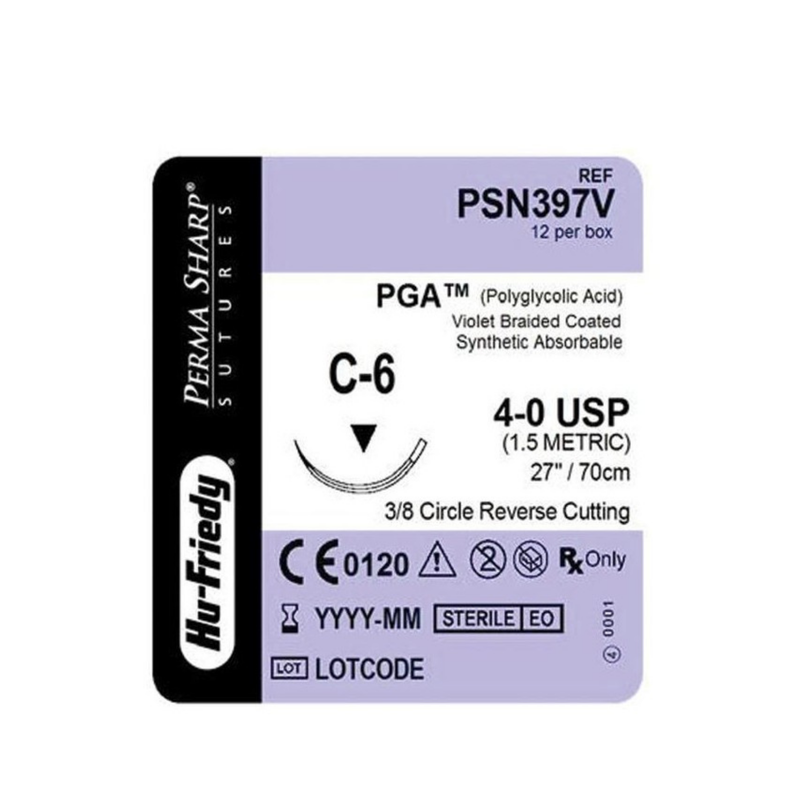 Perma Sharp Suture, Violet-Dyed Braided PGA, Absorbable, C-6, 4-0, 27