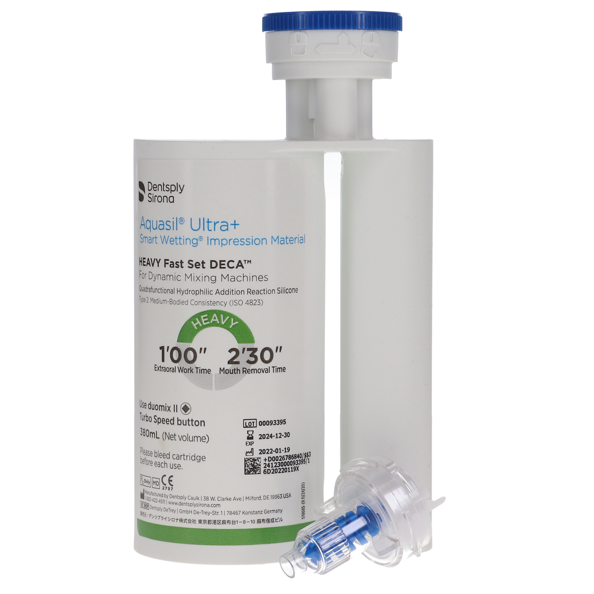 Aquasil Ultra DECA VPS Impression Material, Standard Pack, Heavy Body, Fast Set, 380 ml, Mint, Light Green, 2/Pk, 678684