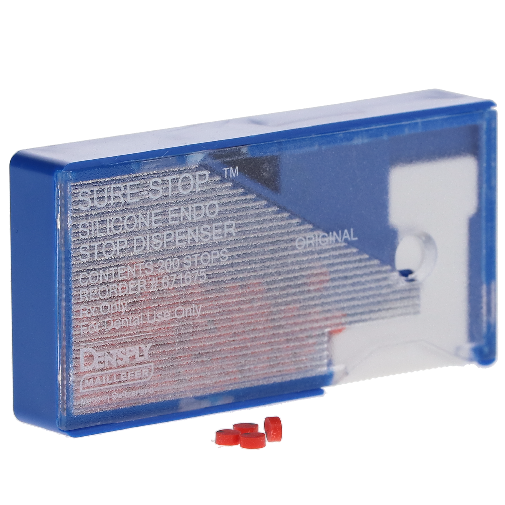 Sure-Stop Silicone Endo Stops, with Dispenser, Red, 200/Pk, 671675
