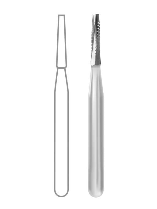 Midwest Operative Carbide Burs, FG, Taper Flat End Cross Cut, 1.2 mm, # 701L, 10/Pk